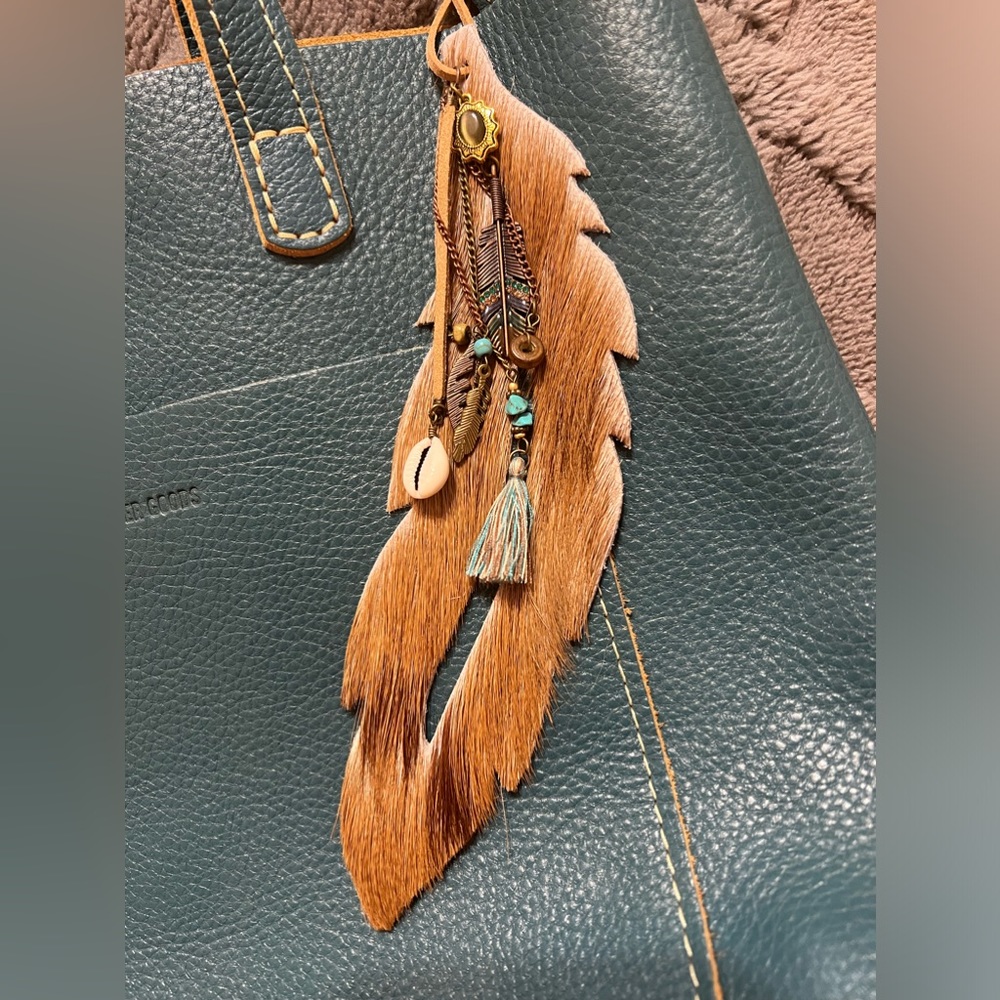Leather Hair on Hide purse charm 4  Portland Leather Bags or other purses & bags